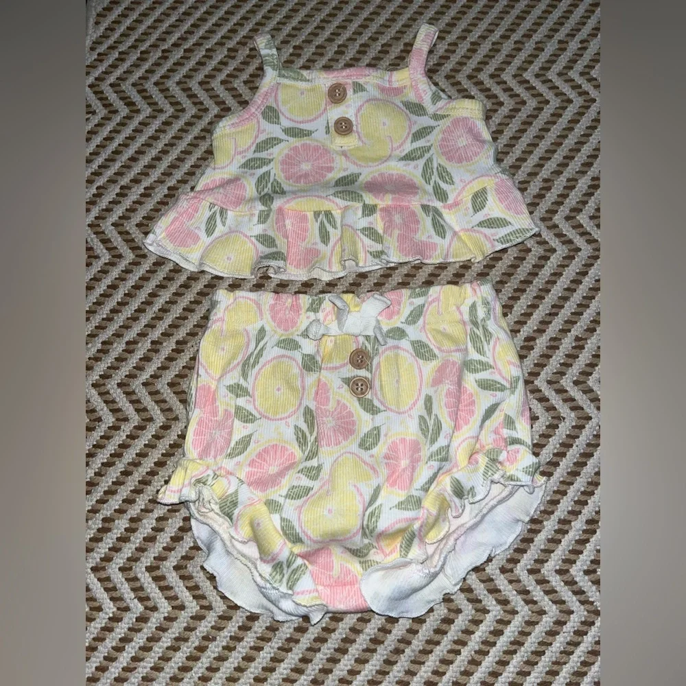 NWOT Rachel and Zoe baby girls size 6/9M summer lemon patterned set - Picture 2 of 7